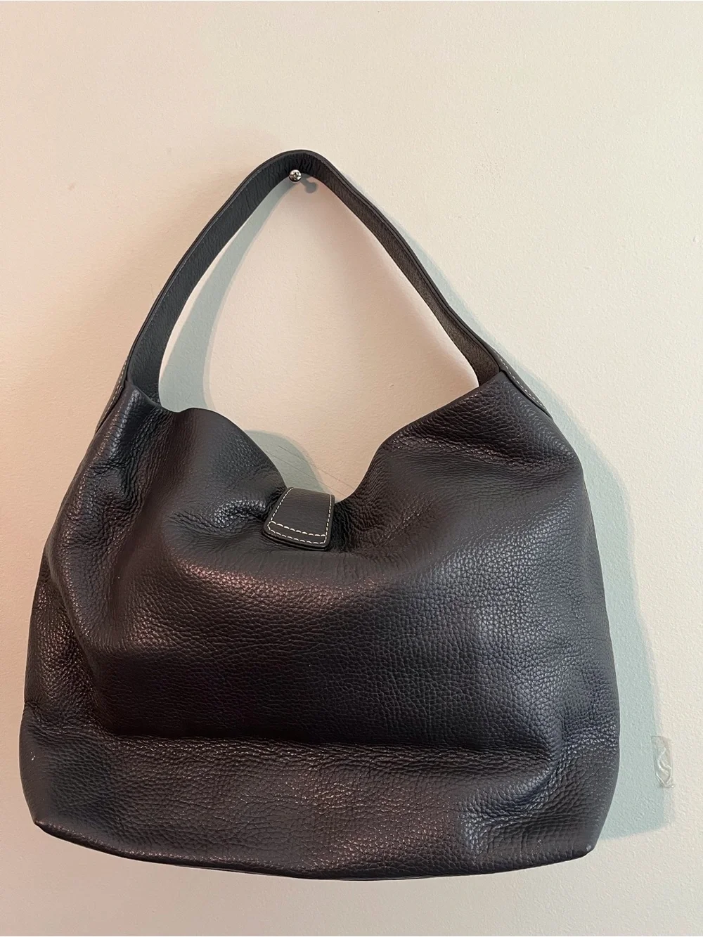Dooney & Bourke dark grey Pebbled Leather Hobo with silver Hardware